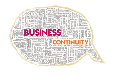Wordcloud on texture paper speech bubble, Business Continuityの写真素材