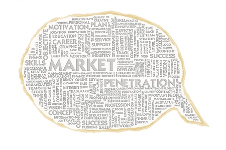 Wordcloud on texture paper speech bubble, Marketing conceptの写真素材