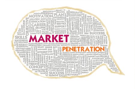 Wordcloud on texture paper speech bubble, Marketing conceptの写真素材