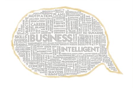Wordcloud on texture paper speech bubble, Business conceptの写真素材