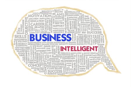 Wordcloud on texture paper speech bubble, Business conceptの写真素材