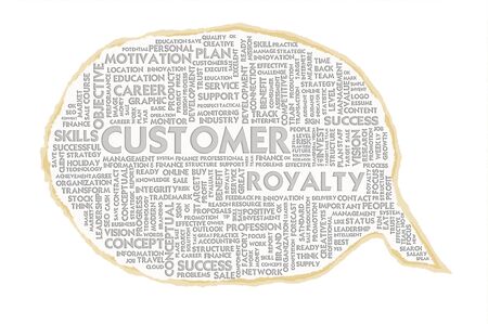 Wordcloud on texture paper speech bubble, Customer conceptの写真素材