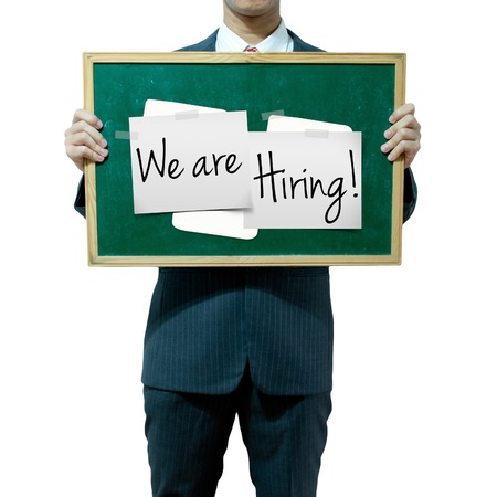 Business man holding board on the background, Job Opportunityの写真素材