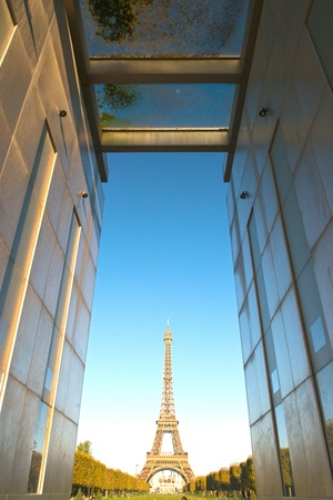 Paris and Eiffel tower in sunrise timeの写真素材