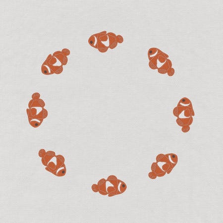 Fish leader on white background with stitch style, unique and diffrent business conceptの写真素材