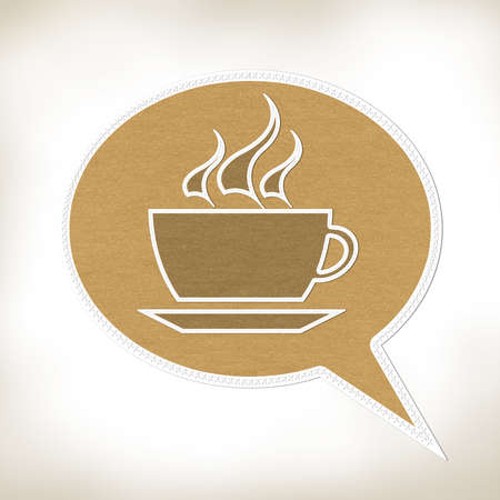 Coffee with stitch style on fabric backgroundの写真素材