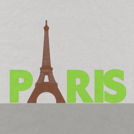 Eiffel tower, Paris. France in stitch style on fabric backgroundの写真素材