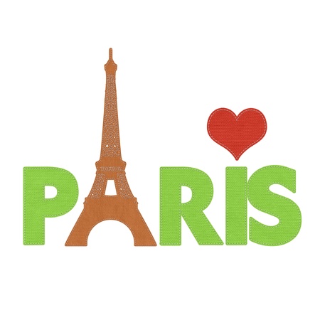 Eiffel tower, Paris. France in stitch style on fabric backgroundの写真素材