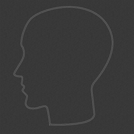 Human head with stitch style on the fabric backgroundの写真素材