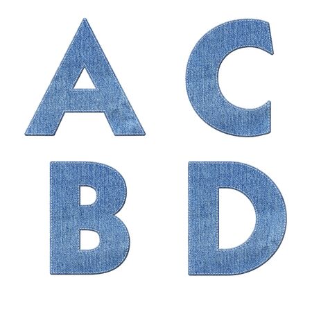 Alphabet with stitch design elements on denim textureの写真素材