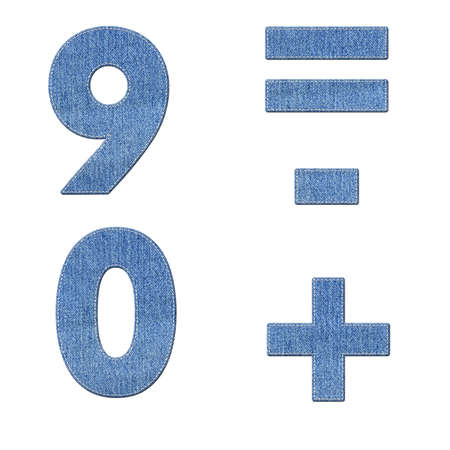 Number with stitch design elements on denim textureの写真素材