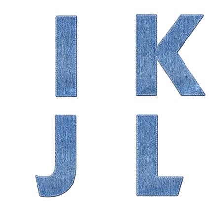 Alphabet with stitch design elements on denim textureの写真素材