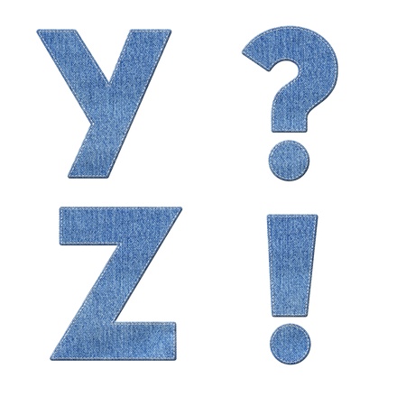 Alphabet with stitch design elements on denim textureの写真素材