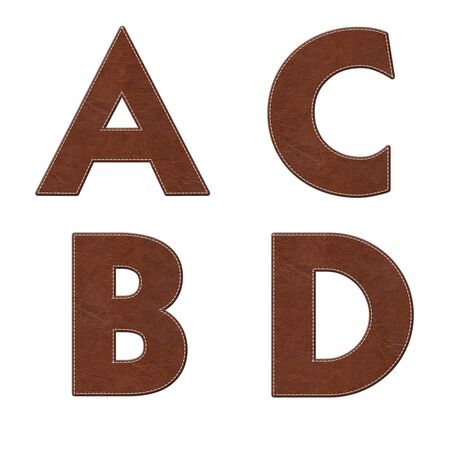 Alphabet with stitch design on leather elements の写真素材