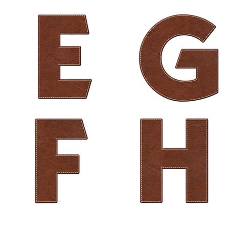Alphabet with stitch design on leather elements の写真素材