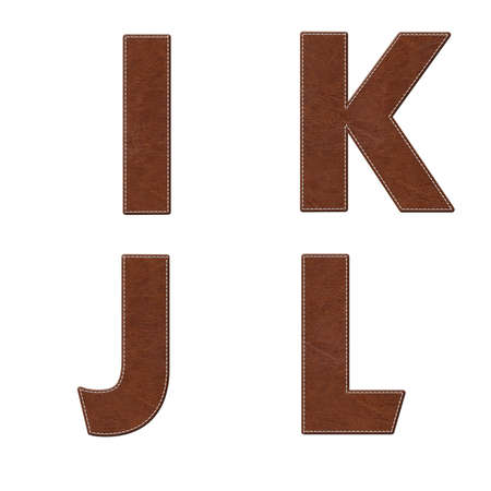 Alphabet with stitch design on leather elements の写真素材
