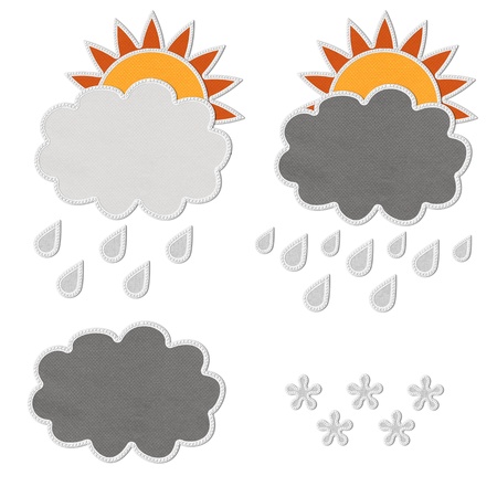 Stitch style for weather icons on the fabric backgroundの写真素材