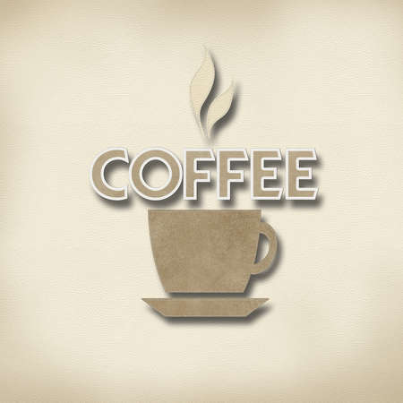 Coffee with stitch style on leather backgroundの写真素材