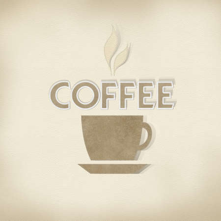 Coffee with stitch style on leather backgroundの写真素材