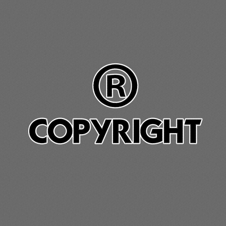 Copyright registered and trademark symbols isolated over white with stitch styleの写真素材