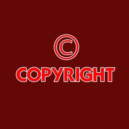 Copyright registered and trademark symbols isolated over white with stitch styleの写真素材