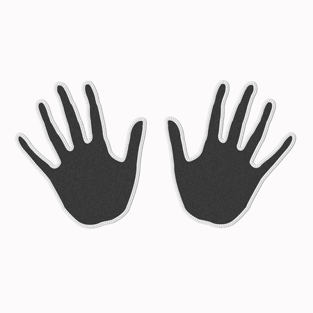 Hand with stitch style on fabric backgroundの写真素材