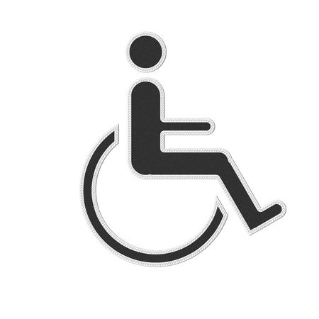 Disabled icon sign with stitch style on fabric backgroundの写真素材