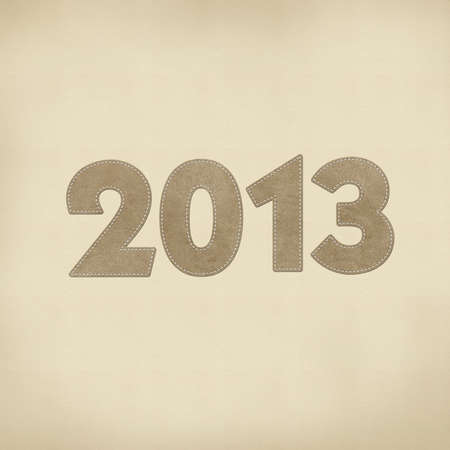 Happy new year 2013 with stitch style on leatherの写真素材