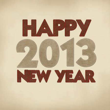 Happy new year 2013 with stitch style on leatherの写真素材