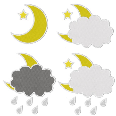 Stitch style for weather icons on the fabric backgroundの写真素材