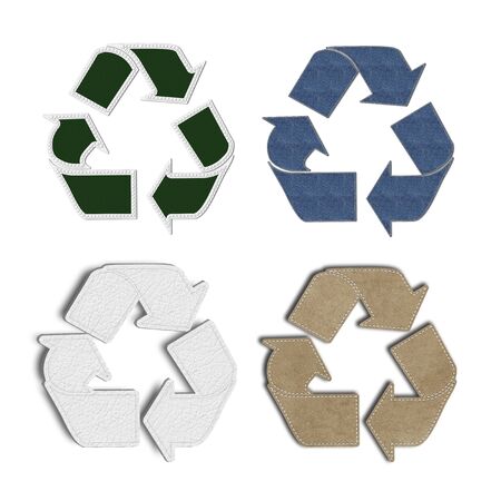 Recycle Symbol with stitch sewing material Backgroundの写真素材