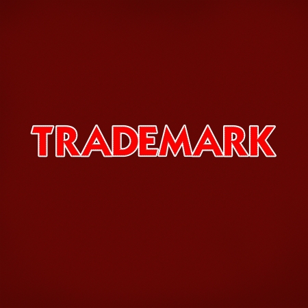 Trademark text with stitch style on fabric backgroundの写真素材