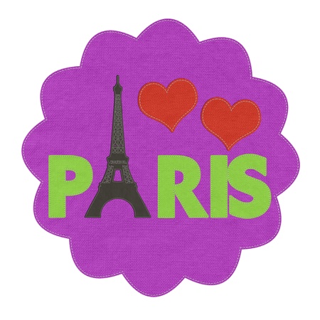 Eiffel tower, Paris. France in stitch style on fabric backgroundの写真素材