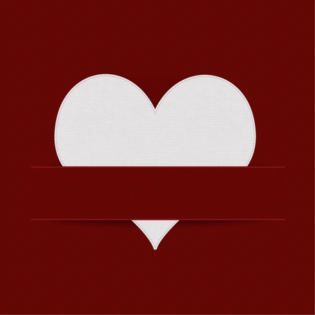 Heart with stitch style on fabric backgroundの写真素材
