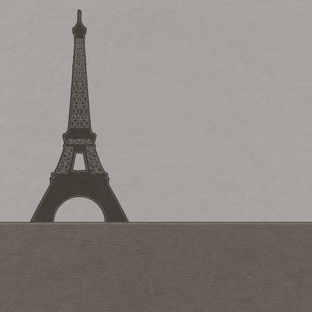 Eiffel tower, Paris. France in stitch style on fabric backgroundの写真素材