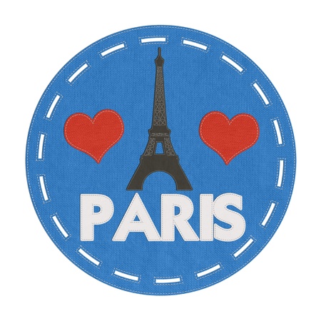 Eiffel tower, Paris. France in stitch style on fabric backgroundの写真素材