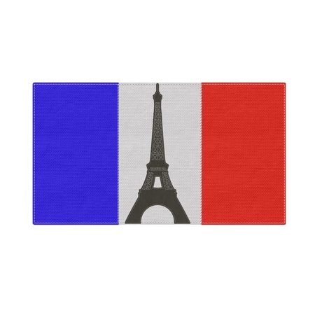 Eiffel tower, Paris. France in stitch style on fabric backgroundの写真素材