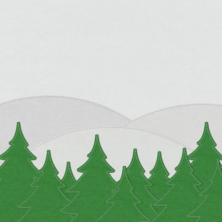 Landscape with stitch style on fabric backgroundの写真素材