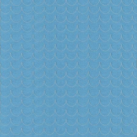 Sea and Moutain landscape with stitch style on fabric backgroundの写真素材