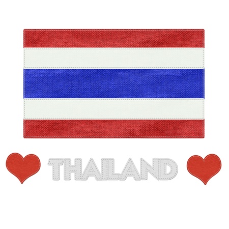 Thailand flag with stitch style on fabric backgroundの写真素材