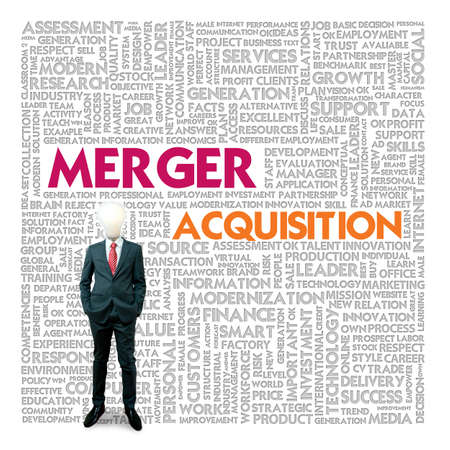 Business word cloud for business and finance concept, Mergerの写真素材