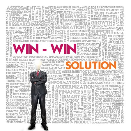 Business word cloud for business and finance concept, Win win solutionの写真素材