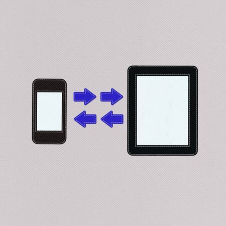 Bring Your Own Device concept with stitch style on fabric backgroundの写真素材