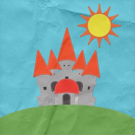 Fairy-tale castle on a green fieldの写真素材