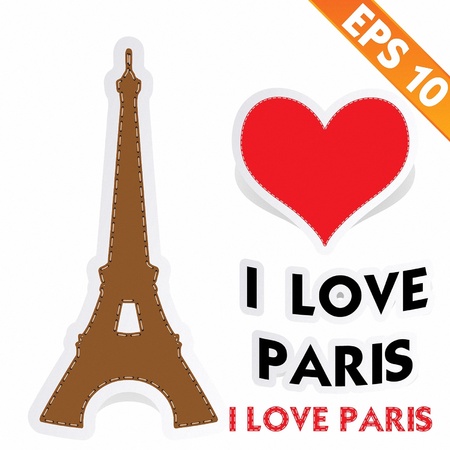 Eiffel tower with stitch style background - Vector illustration のイラスト素材