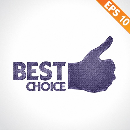 Best Quality thumb up on denim style - Vector illustration のイラスト素材