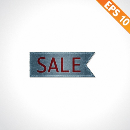 Sale tag on denim style - Vector illustrationのイラスト素材