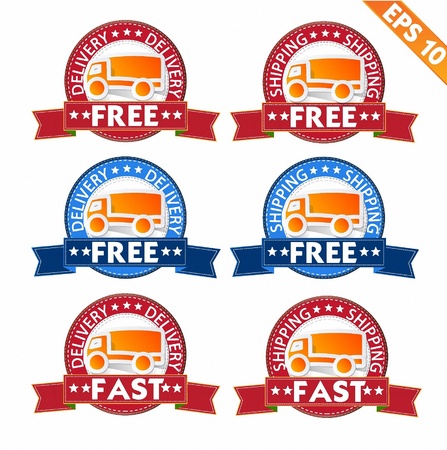Free delivery logistic advertising transportation - Vector illustration のイラスト素材