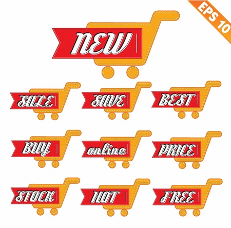 Label stitch template sale shopping cart tag  - Vector illustration のイラスト素材