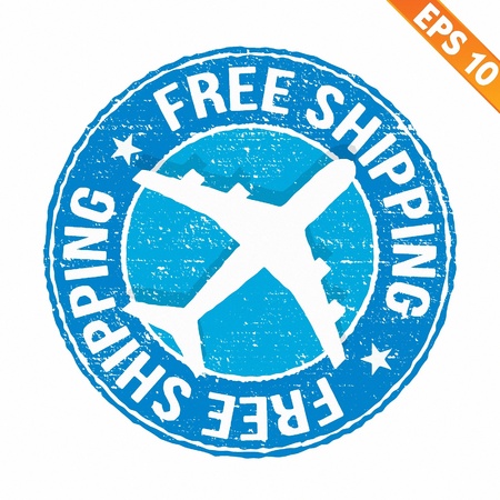 Stamp sticker Free shipping collection  - Vector illustration のイラスト素材